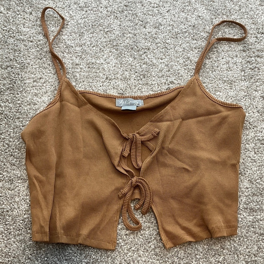 Tilly's Brown Ribbed Camisole with Tie-Front size xxl‎